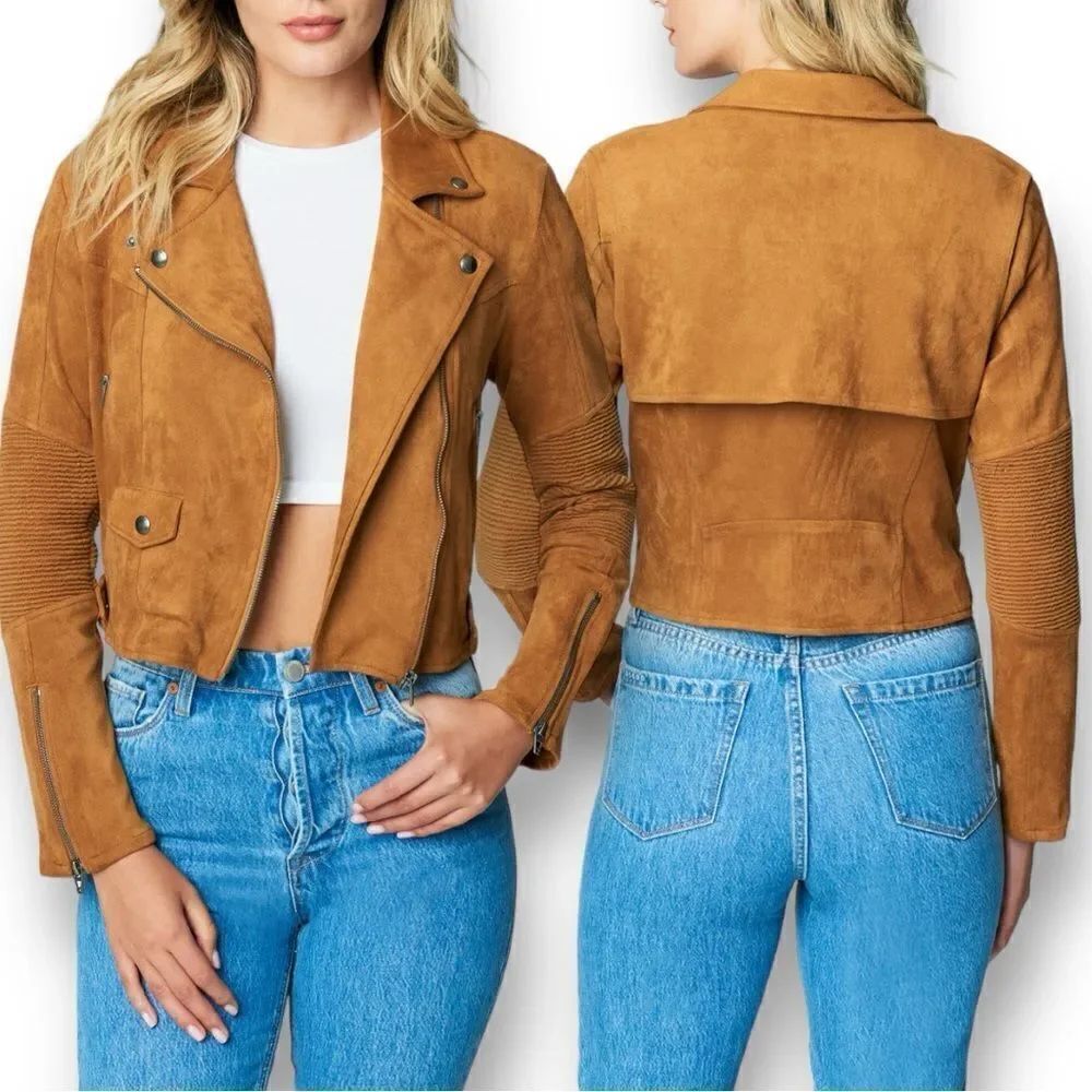 [BLANKNYC] Women’s Faux Suede Moto Jacket in the Size Medium in Toasted Caramel